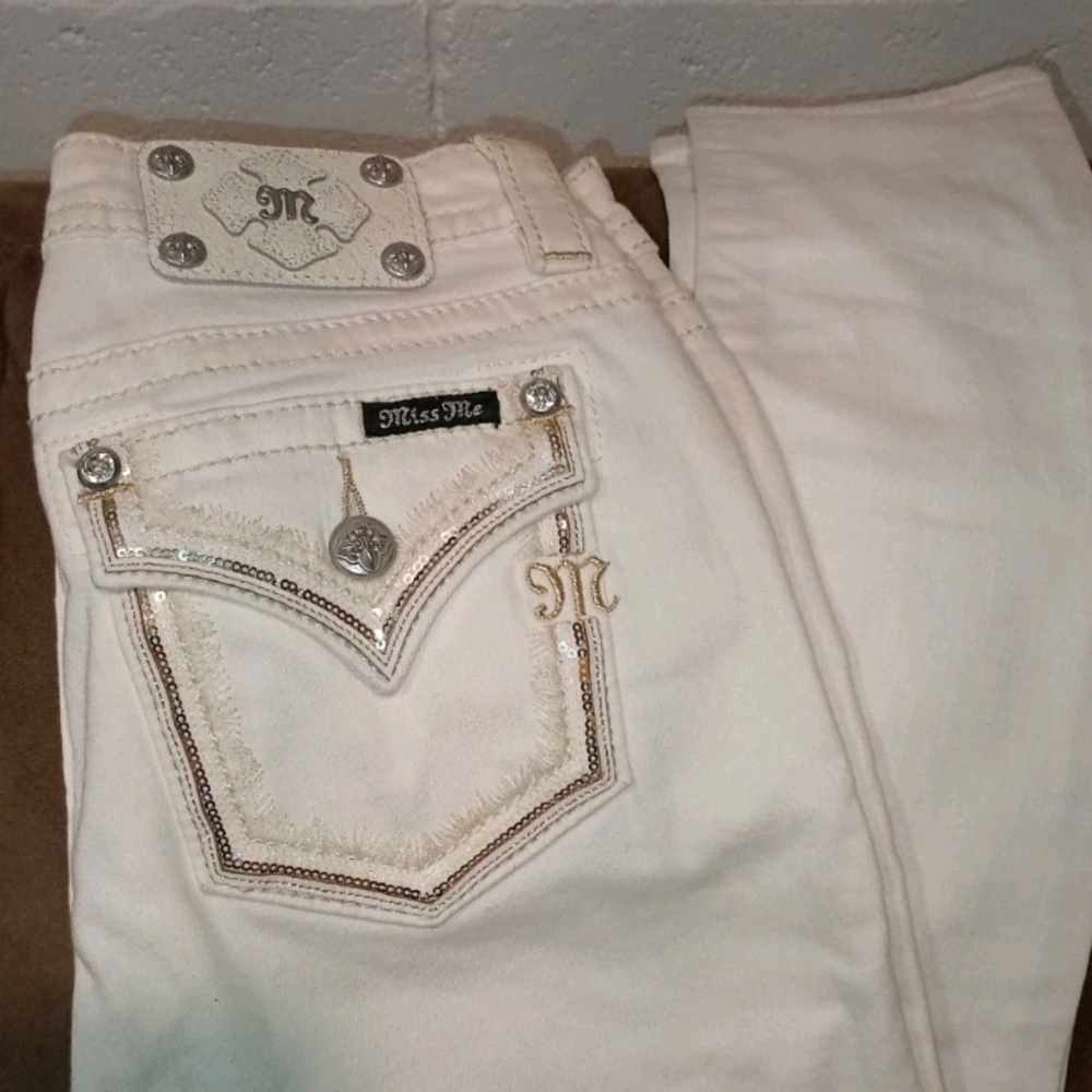 Miss Me Women's Cream Boot Cut Jeans